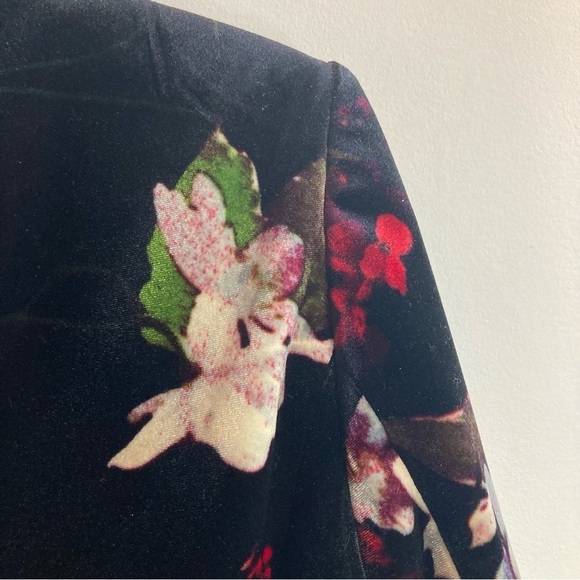 CALVIN KLEIN Sz 8 Casual or  Career Velvet Lined Single Button Floral Blazer - Picture 11 of 13